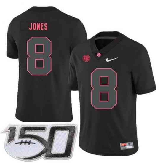 Alabama Crimson Tide 8 Julio Jones Black Shadow Nike College Football Stitched 150th Anniversary Patch Jersey